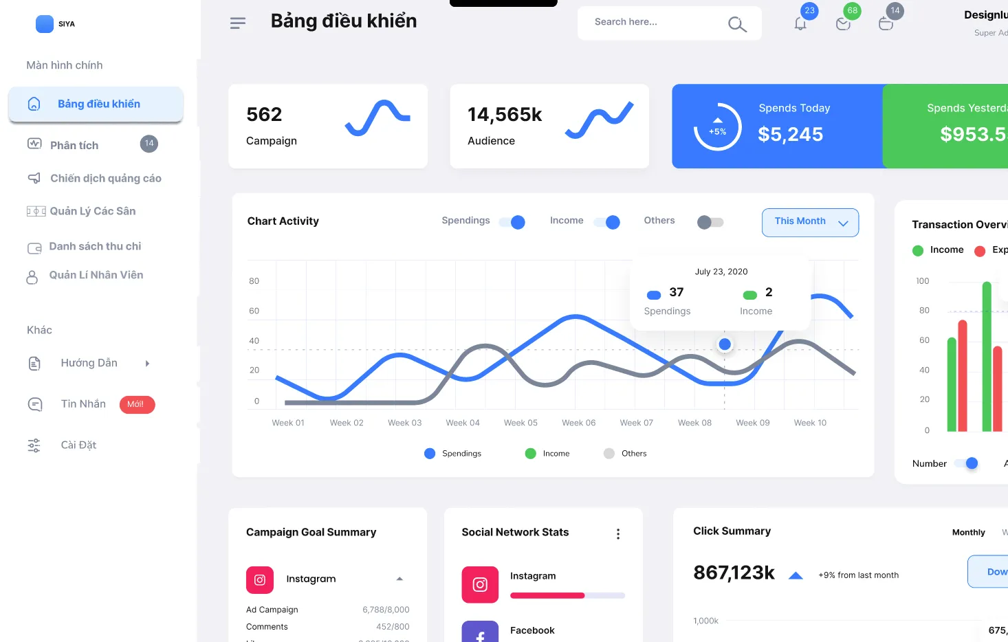 Venue owner dashboard prototype for managing sports court bookings and operations